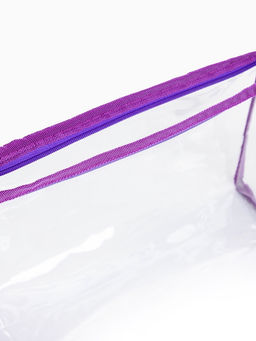 Набор простых косметичек 2 в 1 на молниях, с принтом, сиреневый