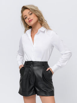 Рубашка белого цвета с длинными рукавами - 1001dress фото 2