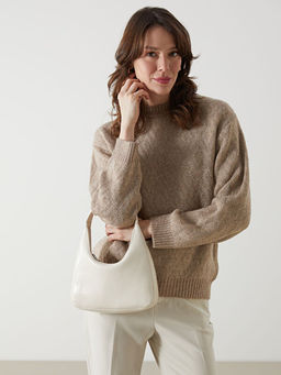 Bisiklet Yaka Baklava Desenli Kad?n Triko Kazak