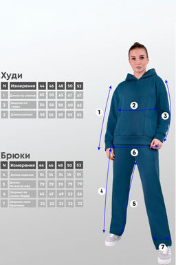Арт.2902 Костюм женский с начесом 44-52 Цвет:верх-джинс,низ-джинс - Калинка фото 4