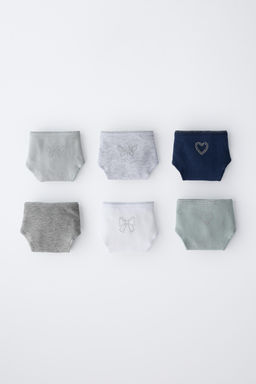 6-14 YEARS / SIX-PACK OF RHINESTONE SHAPED BRIEFS