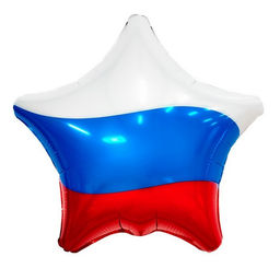 Цена за 5 шт. Шар фольгированный 19" звезда "Триколор"