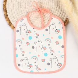 Цена за 10 шт. Нагрудник детский Крошка Я, 17х20 см (фасовка 10 шт., розовая окантовка)