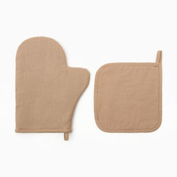 Кухонный набор «Этель» ECO: варежка 20×28 см, прихватка 19×19 см, 70% хлопок, 30% лён, бежевый