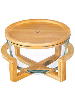 Блюдо для сервировки и запекания 2,6 л 24*21,5*14 см "GLASKRAFT" круглое с бамб. подстав сбамб.крышк