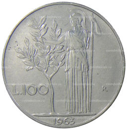 Монета 100 лир 1963 года Италия