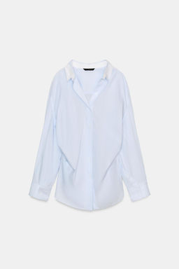 CAMISA OVERSIZE RAYAS MANGA MURCI?LAGO / Azul / Blanco - Zara фото 4