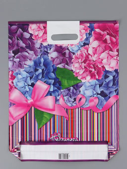 Цена за 25 шт. Пакет "Гортензия, полиэтиленовый с вырубной ручкой 38х47 см, 60 мкм