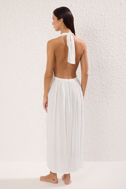 Trendyolmilla Ekru Maxi Dokuma Plaj Elbise TBESS25EL00114