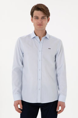 Erkek A__k Mavi Uzun Kollu Basic G_mlek Sepette S_rpriz _ndirim