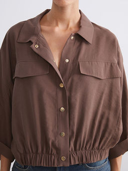 Modal Kar???ml? Oversize Kad?n G?mlek