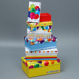 Набор коробок 10 в 1, упаковка подарочная, «С днём рождения», 12×7×4 - 32.5×20×12.5 см