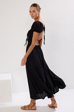 Trendyolmilla Plaj Giyim Ekru Maxi Dokuma Gipe Detayl? Elbise TBESS25EL00030 фото 3