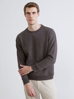 Bisiklet Yaka Erkek Kal?n Sweatshirt