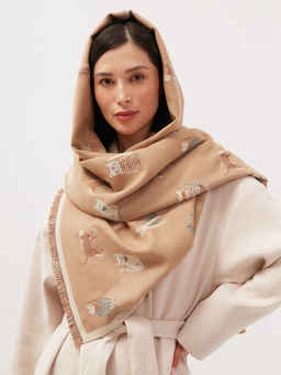 в составе шерсть! теплый двусторонний палантин