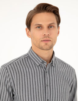 Gri Regular Fit _izgili Uzun Kollu G_mlek - Pierre cardin фото 2