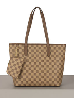 LАСCOMA сумка АС168-шахматы-бежевый-коричневый эко кожа-канва