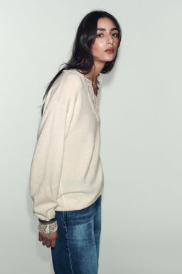 WOOL BLEND LACE KNIT SWEATER - Zara фото 11