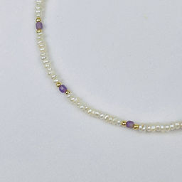 Чокер из Жемчуга,Аметиста и Чароита - Радуга самоцветов фото 3