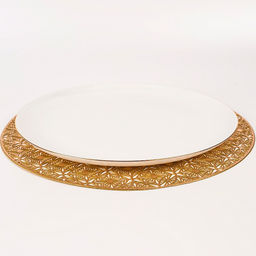 Тарелка обеденная круглая 25 см ELEGANCE-GOLDEN RIM стеклокер. арт. PO-250-GRE (120032) - Полимербыт фото 2