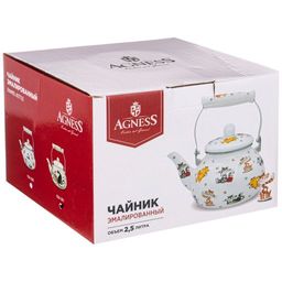 ЧАЙНИК AGNESS ЭМАЛИРОВАННЫЙ, 2,5Л, СЕРИЯ ПАРИЖСКИЕ КОТЫ  фото 2