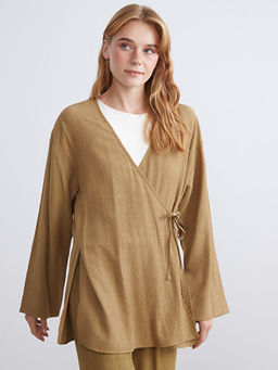 Kruvaze Yaka Dokulu Kad?n Kimono