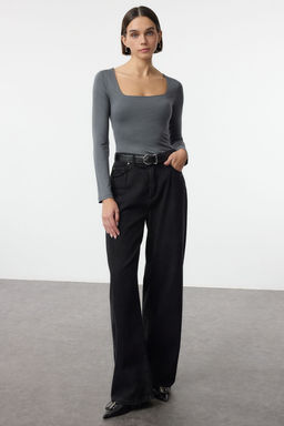 TRENDYOLMILLA Lacivert Fitted/Vucuda OturaKare Yaka Alttan C?tc?tl? Premium Orme Body TWOAW24BD00062  фото 2