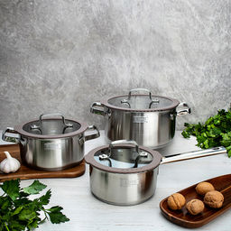 Кастрюля из нержавеющей стали Experience 2,1л, д18см, h9,3см, s0,6мм, дно д16,6см, s4мм, стеклянная крышка с широким силиконовым ободом и сливом, пароотовод, капсулированное дно, полировка внешняя - матовая, внутренняя - матовая, ручки из нержавеющ - Домашняя мода фото 4