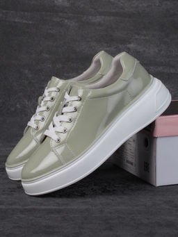 05-PDD215-3 GRAY GREEN Кроссовки женские (натуральная кожа)