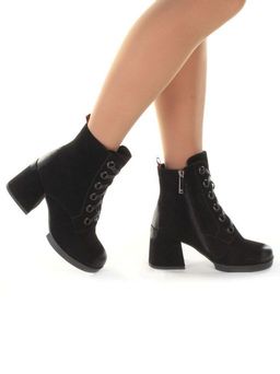 04-R180-1 BLACK Ботинки зимние женские (натуральная замша, натуральный мех) - Фабричный китай фото 3