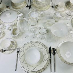 145-433 Обеденный сервиз 28пр. PANDORA CREAM в под.уп.(х2)Костяной фарфор