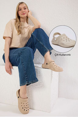 Trendyol Shoes Bej Hafif Taban Eva Kad?n Duz Sandalet Terlik TAKSS25SD00031