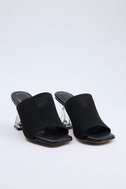 Siyah 7,5 cm Kad?n Klasik Seffaf Topuklu Ayakkab? TAKSS26TO00080