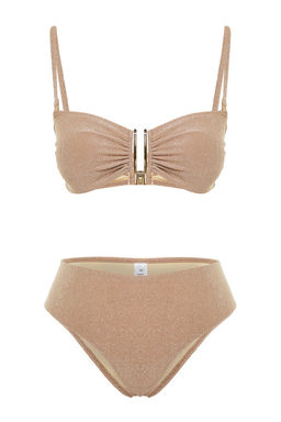 Vizon Straplez Aksesuarl? Simli Brazilian Bikini Tak?m? TBESS24BT00054