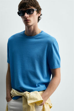 CAMISETA PUNTO MEZCLA ALGOD?N / Azul