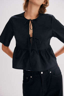 Blusa de popelina con cierre de lazada - H&m фото 3