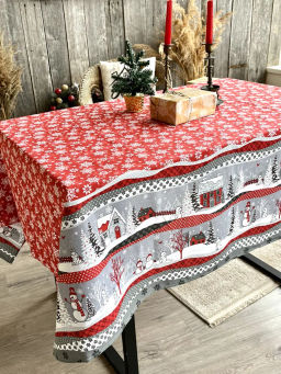 Скатерть из рогожки Нарядная Сказка Бордо 150х180