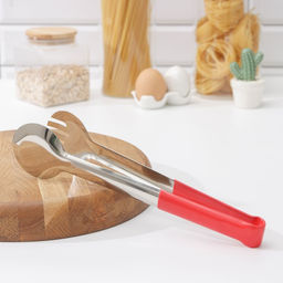 Щипцы кухонные Доляна «Краски», 27.5×6.5 см, 201 сталь, цвет красный