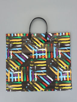 Цена за 10 шт. Пакет "Цветные линии", полиэтиленовый с пластиковой ручкой, 38 х 34 + 3 см, 90 мкм