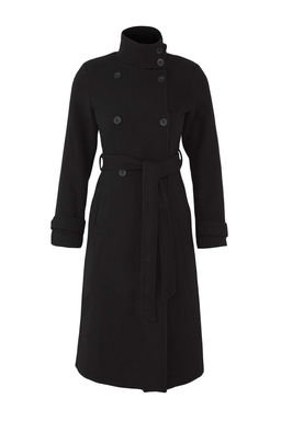 Siyah Dik Yaka Diagonel Kruvaze Regular Uzun Kase Kaban TWOAW26KB00048 - Trendyolmilla фото 6