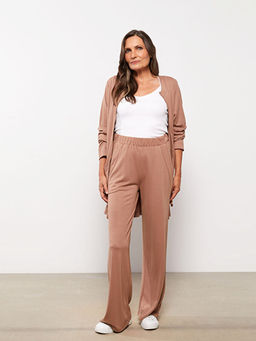 Kad?n Beli Lastikli Standart Fit D?z Pantolon