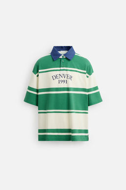 STRIPED TEXT POLO SHIRT - Zara фото 7