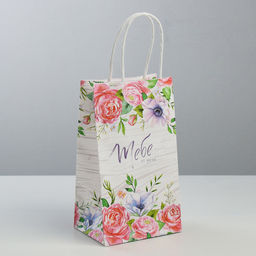 Цена за 2 шт. Пакет подарочный крафт, упаковка, Тебе от меня, 12?21?9 см