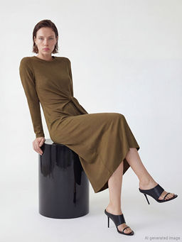 Bisiklet Yaka Ba?lama Detayl? Elbise