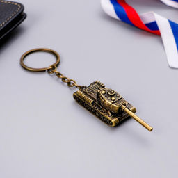 Цена за 2 шт. Брелок для ключей металлический «Побед на всех фронтах. 23 февраля», танк, 2×10 см