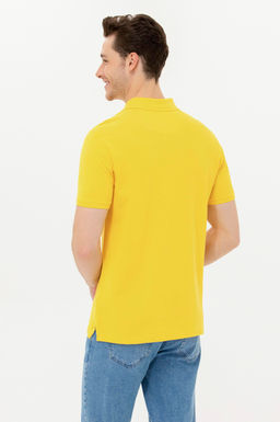 U. S. Polo Assn Мужская темно-желтая базовая футболка с воротником-поло - U.s. polo assn фото 5