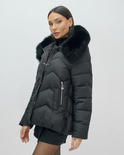 Куртка зимняя женская с мехом и капюшоном тренд черного цвета 7759Ch Бренд: Visdeer - Mtforce фото 5