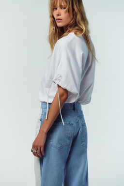 COTTON T-SHIRT WITH TIES - Zara фото 4