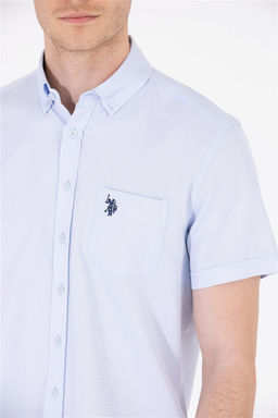 Мужская светло -голубая рубашка с коротким рукавом в корзине - U.s. polo assn фото 7