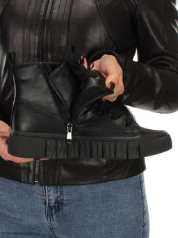 04-YSN2285-1 BLACK Ботинки женские зимние (натуральная и искусственная кожа, шерсть)